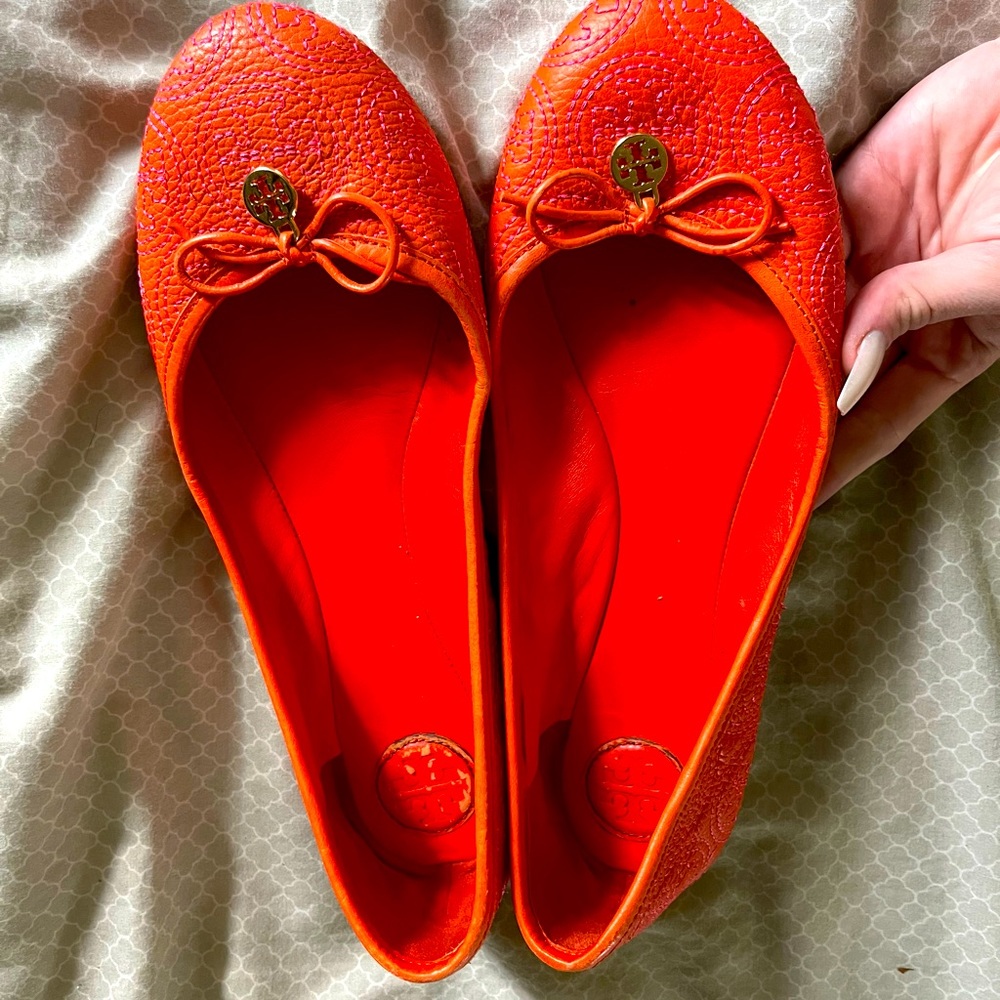 orange Tory Burch flats
